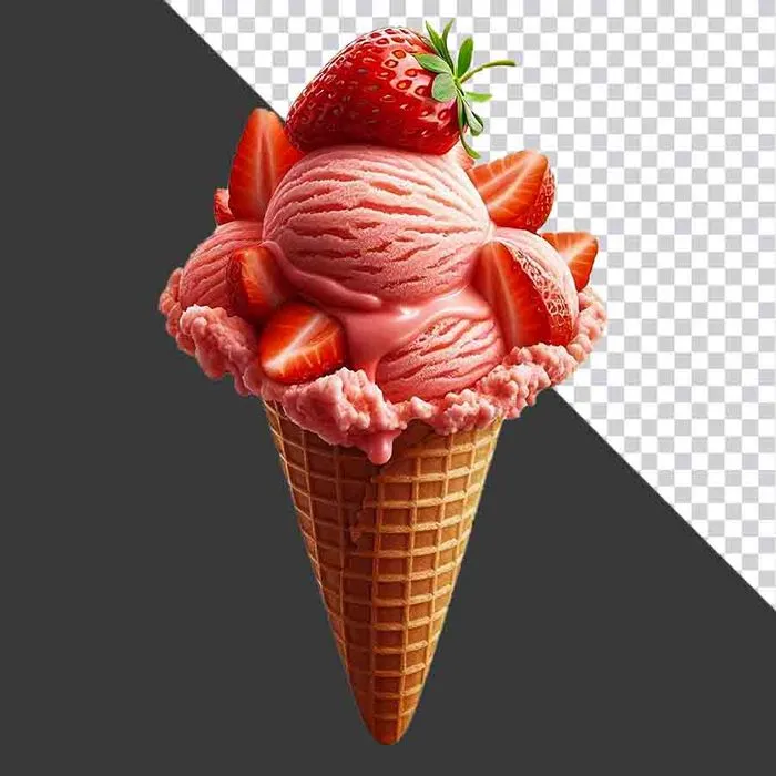 File PNG - Cây kem ốc quế 3D trang trí nhiều topping bắt mắt