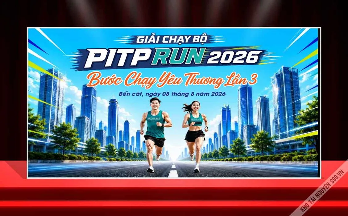 PITPRUN 2026 - Backdrop Giải Chạy Bộ Thể Thao Vector CDR