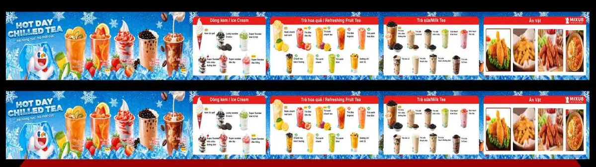 Menu Trà Sữa & Kem Lạnh Mixue - Nền Băng Giá Tuyệt Đẹp