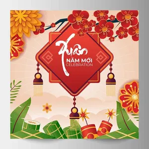 Background Tết 2026 thiết kế hoa mai và chữ thư pháp Xuân – File Vector