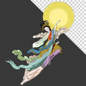 File PNG Chị Hằng truyền thống bên trăng vàng