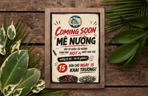 Banner 'Coming Soon' Quán Lẩu Nướng Than Hoa - Thiết Kế Chuyên Nghiệp
