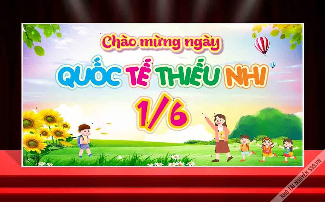 Backdrop Chào Mừng Ngày Quốc Tế Thiếu Nhi 1/6 Vector CDR