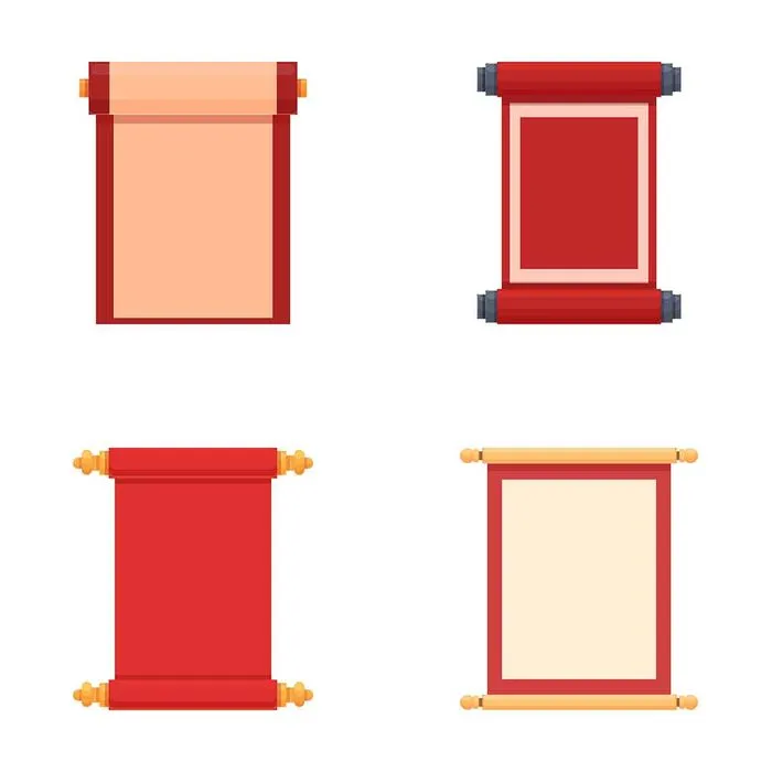 Trang Trí Tết Cuộn Giấy Đỏ Vàng Vector