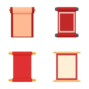 Trang Trí Tết Cuộn Giấy Đỏ Vàng Vector