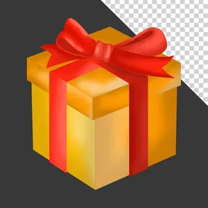 Hộp quà PNG vàng ruy băng đỏ