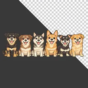 Bộ Sưu Tập Chó Hoạt Hình Dễ Thương - Tệp PNG Chất Lượng Cao