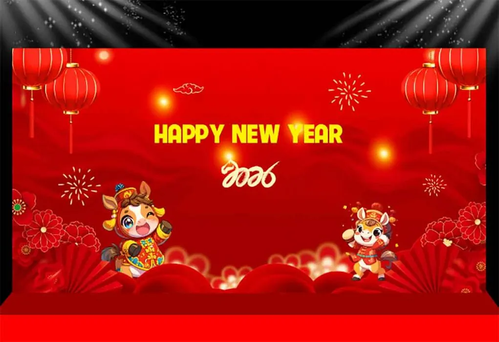 Backdrop Tết 2026 - Ngựa Vàng - Chúc Mừng Năm Mới File corel