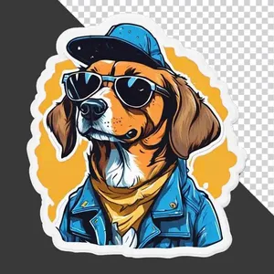 Chó Hipster Đội Mũ và Kính Râm - Hình Ảnh PNG