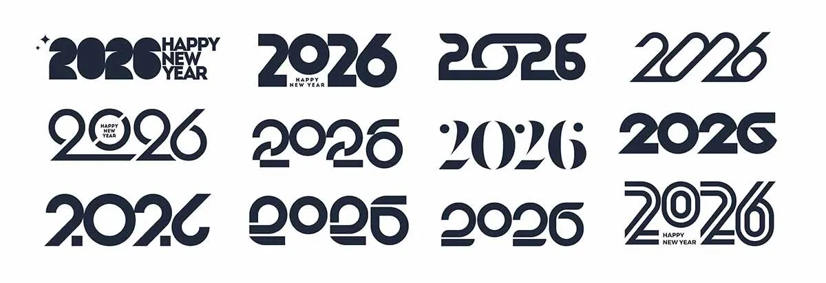 EPS Typography 2026 Hiện Đại Tối Giản Happy New Year