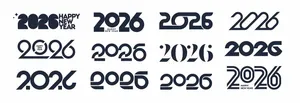 EPS Typography 2026 Hiện Đại Tối Giản Happy New Year