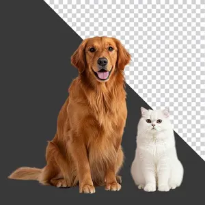 Chó và Mèo Ngồi Cạnh Nhau - PNG Chất Lượng Cao