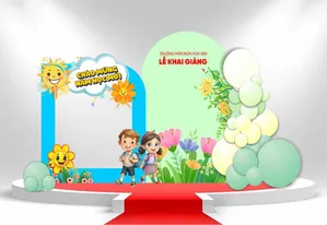 File Corel phông nền lễ khai giảng chào mừng năm học mới mầm non Hoa Sen