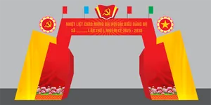 Cổng chào Đại hội đại biểu Đảng bộ xã nhiệm kỳ 2025 - 2030 File Corel