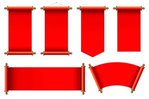 Bộ sưu tập cuốn thư đỏ cổ trang Vector