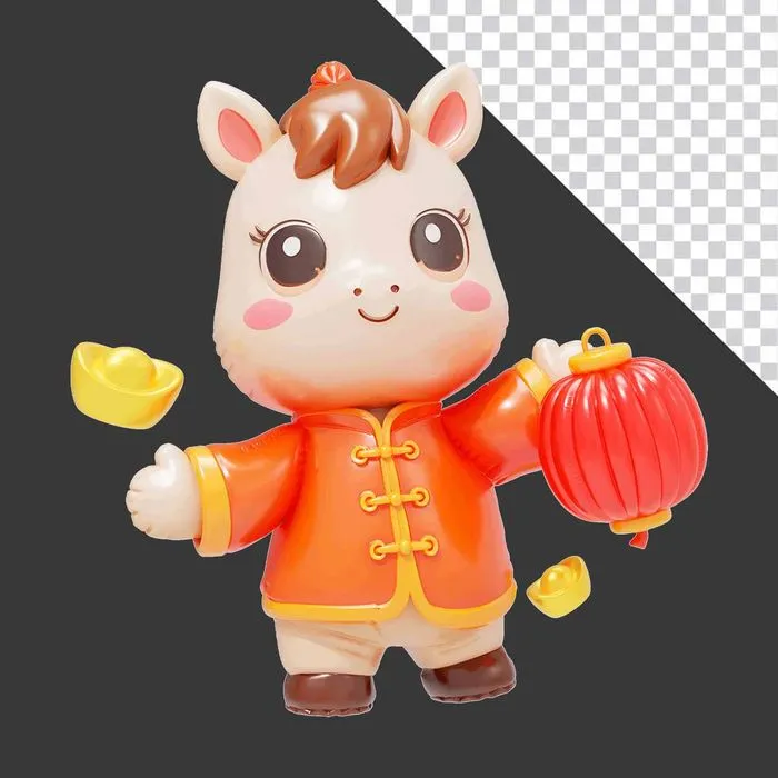 Minh Họa Ngựa Hoạt Hình Dễ Thương Mừng Năm Mới PSD