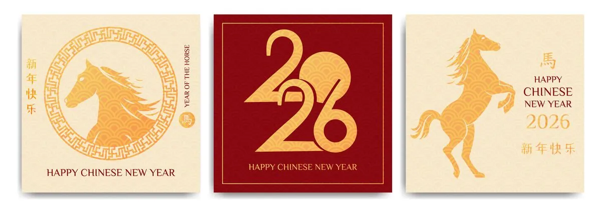 File Ai bộ sưu tập thiệp Tết 2026 ngựa vàng phong cách truyền thống