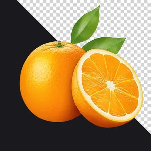 Quả cam tươi nguyên quả File PNG kèm nửa quả cắt lát