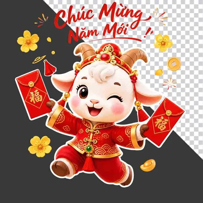 Hình ảnh dê 3D chúc mừng năm mới - File PNG