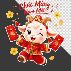 Hình ảnh dê 3D chúc mừng năm mới - File PNG