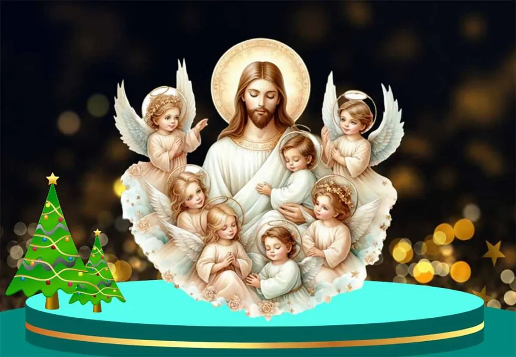 Chúa Giêsu và các thiên thần nhỏ Giáng sinh File corel