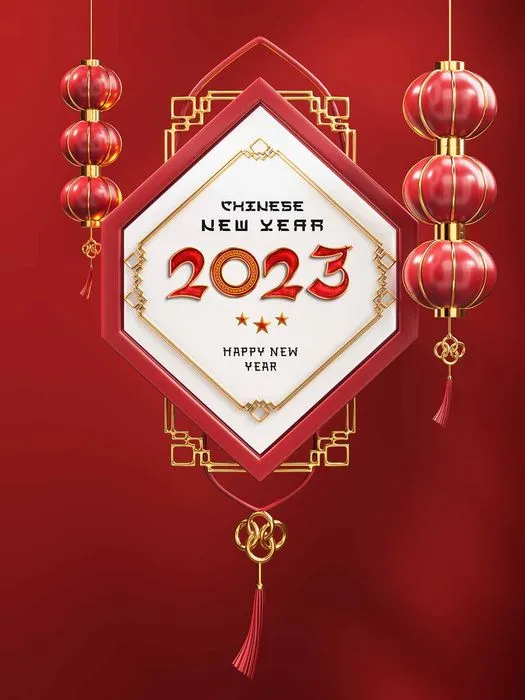 Thiết kế năm mới 2023 phong cách Trung Hoa đèn đỏ File PSD