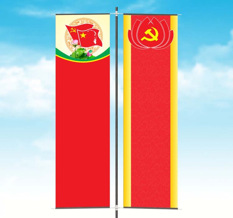 Mẫu phướn dọc nền đỏ mừng ngày sinh nhật chủ tịch Hồ Chí Minh file corel - Mẫu số 2 HDS