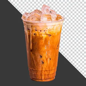 Ly cà phê sữa đá tươi ngon hòa tan. PNG