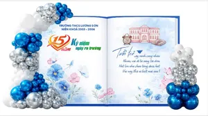 Background Kỷ Niệm Ngày Ra Trường 15 Năm - Bóng Bay & Sách Mở