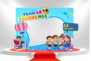 File Corel phông nền team cô Phương Nga lớp 5A mái đỉnh chào năm học mới
