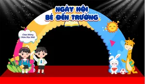 File Corel cổng ngày hội bé đến trường mầm non