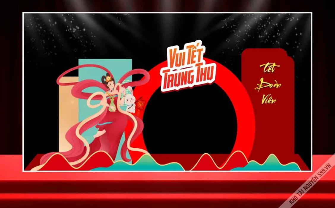 File Corel Vui Tết Trung Thu Tết Đoàn Viên Chị Hằng Thỏ Ngọc Sân Khấu Đẹp