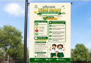 Mẫu thiết kế pano trường mầm non Kim Đan tuyển sinh năm học 2026 2027 File Corel