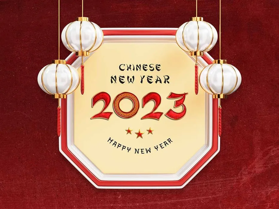 Thiệp chúc mừng năm mới 2023 phong cách Trung Hoa File PSD