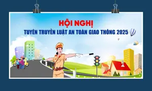 Backdrop hội nghị tuyên truyền luật an toàn giao thông 2025 file corel