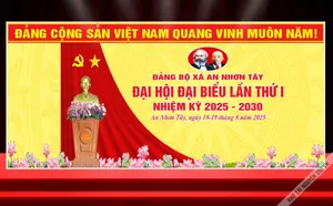 Phông sân khấu đại hội đại biểu đảng bộ xã An Nhơn Tây File Corel