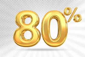 Số 80 3D chất liệu màu vàng gold file PNG chất lượng cao - Mẫu 11