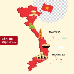 Bản đồ Việt Nam file PNG hình ảnh các địa danh tại Việt Nam - Mẫu số 2