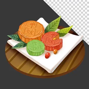 Bánh trung thu nhiều màu sắc nhân truyền thống - File PNG