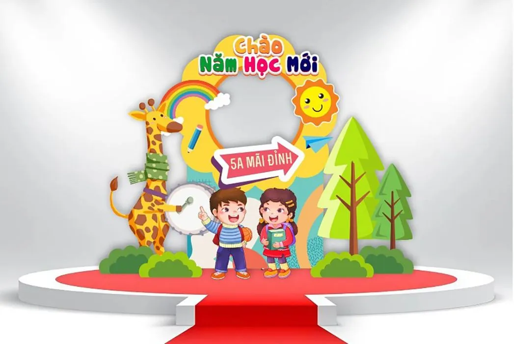 File CDR khung sân khấu khai giảng trường tiểu học đẹp