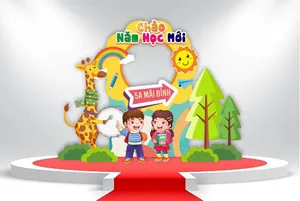 File CDR khung sân khấu khai giảng trường tiểu học đẹp
