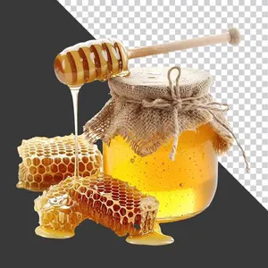 Hũ mật ong và sáp tổ nguyên chất - File PNG
