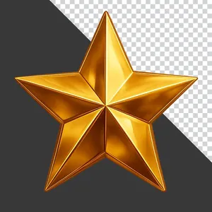 Ngôi Sao Vàng 3D Sắc Nét PNG