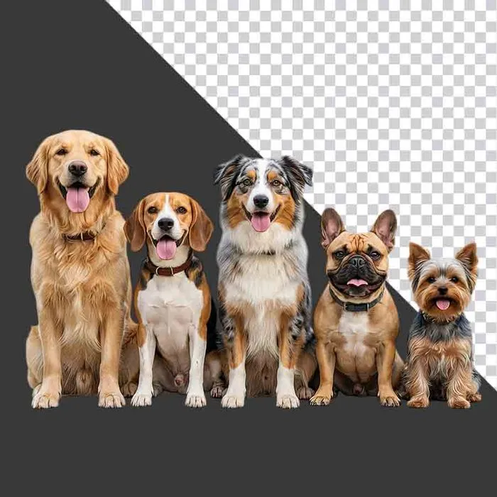 Bộ 5 Chú Chó Đáng Yêu File PNG Chất Lượng Cao cho Thiết Kế Đồ Họa