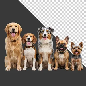 Bộ 5 Chú Chó Đáng Yêu File PNG Chất Lượng Cao cho Thiết Kế Đồ Họa
