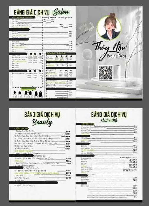Mẫu thiết kế bảng giá dịch vụ Thúy Hậu Beauty Salon File Corel