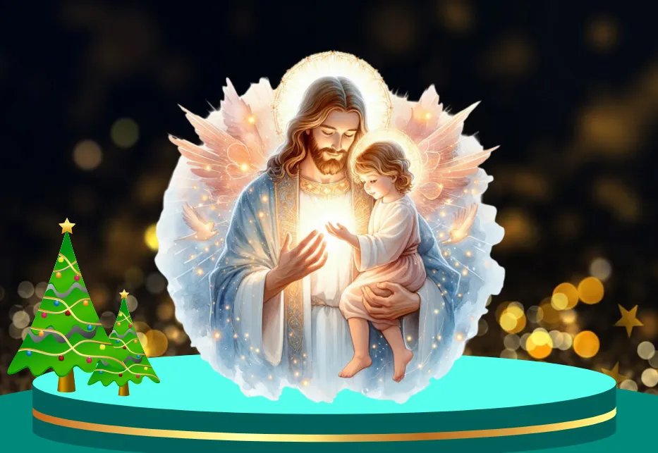 File Corel Background Giáng Sinh Mô Hình Cây Thông Vàng Xanh Trang Trí