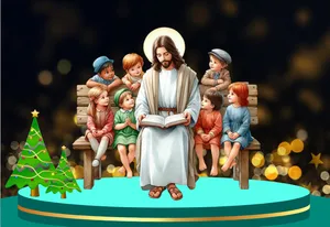 File Corel Background Giáng Sinh Khung Tròn Ông Già Noel Và Tuần Lộc