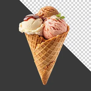 Hình ảnh kem ốc quế xoắn ốc 3D nhiều màu sắc tách nền File PNG