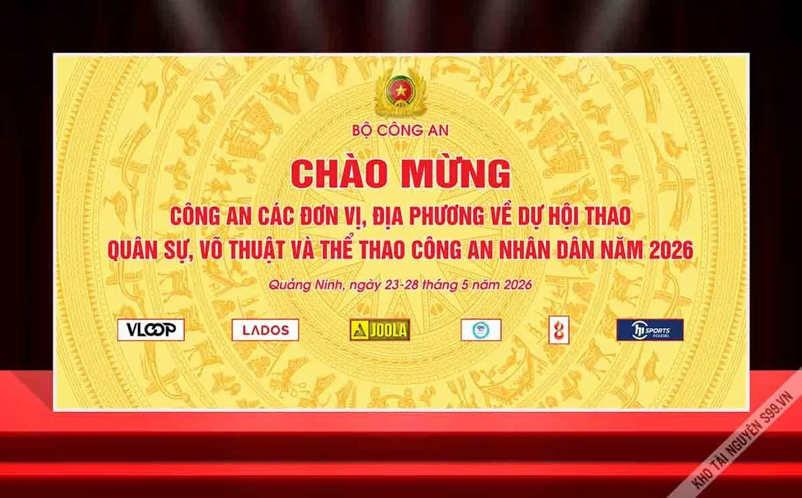 Backdrop Chào Mừng Hội Thao Công An Nhân Dân 2026 – File CDR Sẵn Sàng In Ấn